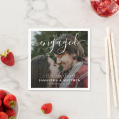 Stijlvol Elegaant Koppel Foto Verlovingsfeest Servet (Insitu)