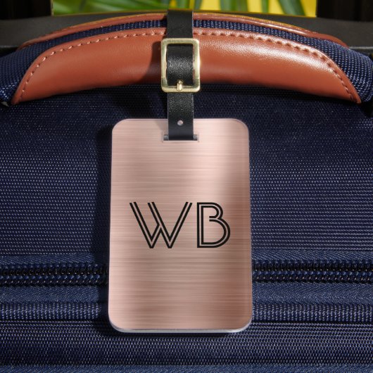 Stijlvol Elegant 2 Monogram Initiaal Roos Gold Met Bagagelabel (Voorkant Insitu 2)