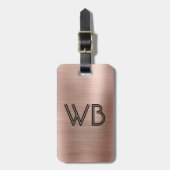 Stijlvol Elegant 2 Monogram Initiaal Roos Gold Met Bagagelabel (Voorkant verticaal)