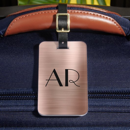 Stijlvol Elegant 2 Monogram Initiaal Roos Gold Met Bagagelabel (Voorkant Insitu 2)