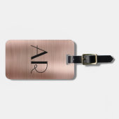 Stijlvol Elegant 2 Monogram Initiaal Roos Gold Met Bagagelabel (Voorkant horizontaal)