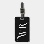 Stijlvol Elegant 2 Monogram Initiaal Zwart Bagagelabel (Voorkant verticaal)
