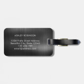 Stijlvol Elegant 2 Monogram Initiaal Zwart Metaal Bagagelabel (Achterkant horizontaal)