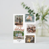 Stijlvol Elegant 5 foto collage Kerstmis Happy Feestdagenkaart (Staand voorkant)