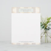 Stijlvol Elegant Beige Linen Gold Striped Custom Briefhoofd (Staand voorkant)