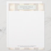 Stijlvol Elegant Beige Linen Gold Striped Custom Briefhoofd (Voorkant / Achterkant)