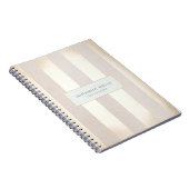 Stijlvol Elegant Beige Linen Gold Striped Notitieboek (Rechterzijde)