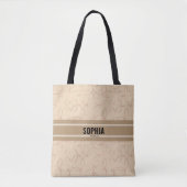 Stijlvol Elegant Beige Monogram Tote Bag (Voorkant)