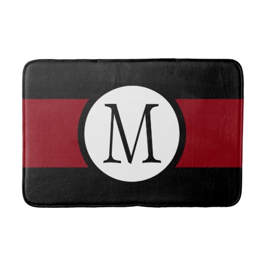 Stijlvol Elegant Black, White & Red Line Monogram Badmat (Voorkant)