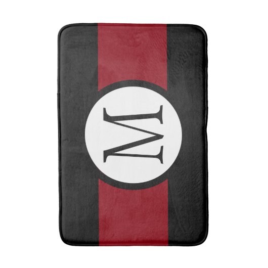 Stijlvol Elegant Black, White & Red Line Monogram Badmat (Voorkant Verticaal)