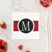 Stijlvol Elegant Black, White & Red Line Monogram Servetten (Insitu)