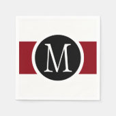 Stijlvol Elegant Black, White & Red Line Monogram Servetten (Voorkant)