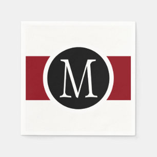 Stijlvol Elegant Black, White & Red Line Monogram Servetten