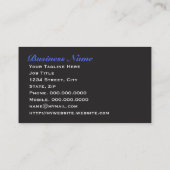 Stijlvol elegant blauw op zwart automatisch detail visitekaartje (Achterkant)