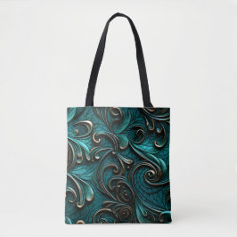 Stijlvol Elegant Blauwgroen Faux reliëfleer Tote Bag