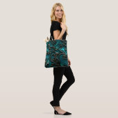 Stijlvol Elegant Blauwgroen Faux reliëfleer Tote Bag (Op model)