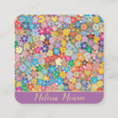 Stijlvol Elegant Bloemen l Goud Handgeschreven Scr Vierkante Visitekaartje (Voorkant)