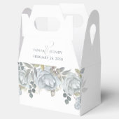 Stijlvol Elegant Blue Floral Calligraphy Ampersand Bedankdoosjes (Geopend)