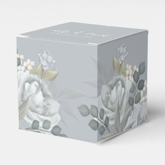 Stijlvol Elegant Blue Floral Calligraphy Ampersand Bedankdoosjes (Voorkant Zijde)