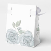Stijlvol Elegant Blue Floral Roos Calligraphy Trea Bedankdoosjes (Achterkant)