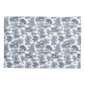 Stijlvol Elegant Blue Horses Toile Kussensloop (Achterkant)
