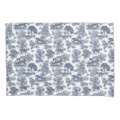 Stijlvol Elegant Blue Horses Toile Kussensloop (Voorkant)