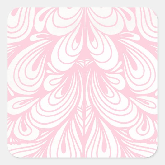 Stijlvol elegant blush roze patroon vierkante sticker (Voorkant)