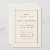 Stijlvol Elegant Burgundy & Pearled Ivory Wedding Kaart (Voorkant)