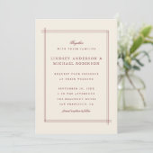 Stijlvol Elegant Burgundy & Pearled Ivory Wedding Kaart (Staand voorkant)