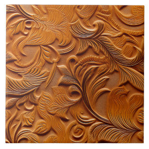 Stijlvol Elegant Camel Bruin Faux reliëf leer Tegeltje