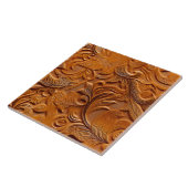 Stijlvol Elegant Camel Bruin Faux reliëf leer Tegeltje (Zijkant)