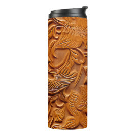 Stijlvol Elegant Camel Bruin Faux reliëf leer Thermosbeker