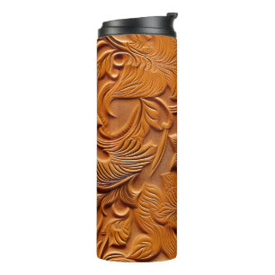 Stijlvol Elegant Camel Bruin Faux reliëf leer Thermosbeker
