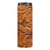 Stijlvol Elegant Camel Bruin Faux reliëf leer Thermosbeker (Achterkant)