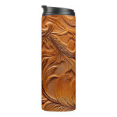 Stijlvol Elegant Camel Bruin Faux reliëf leer Thermosbeker (Geroteerd rechts)