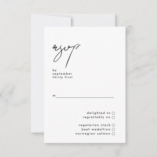 Stijlvol Elegant Custom Names Black White Wedding RSVP Kaartje (Voorkant)