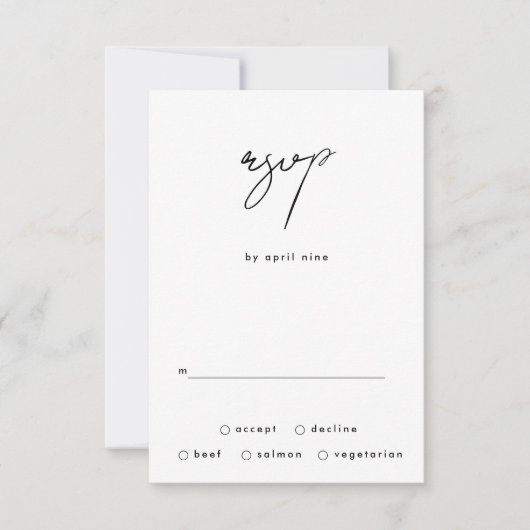 Stijlvol Elegant Custom Names Black White Wedding RSVP Kaartje (Voorkant)