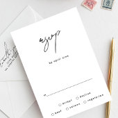 Stijlvol Elegant Custom Names Black White Wedding RSVP Kaartje