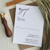 Stijlvol Elegant Custom Names Black White Wedding RSVP Kaartje