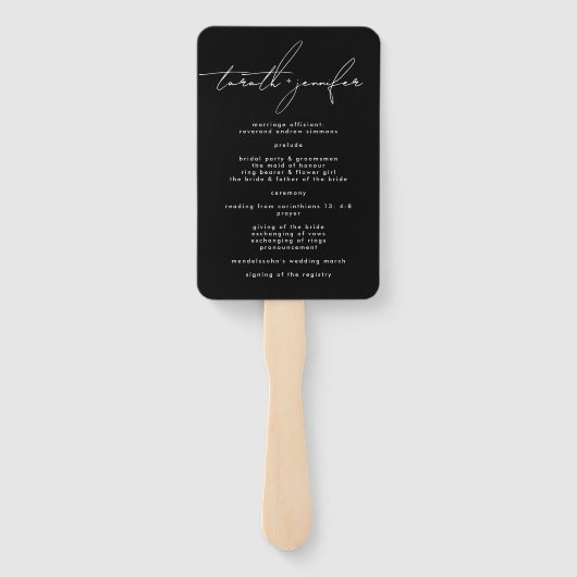 Stijlvol Elegant Custom Names Ceremony Programma Handwaaier (Achterkant)