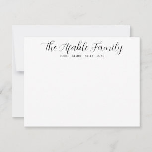 Stijlvol elegant familienaam Couple Black Script N Notitiekaartje