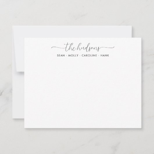 Stijlvol elegant familienaam Couple Black Script Notitiekaartje (Voorkant)