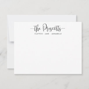 Stijlvol elegant familienaam Couple Black Script Notitiekaartje