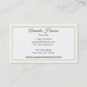 Stijlvol Elegant Faux Gold Glitter Black Visitekaartje (Achterkant)