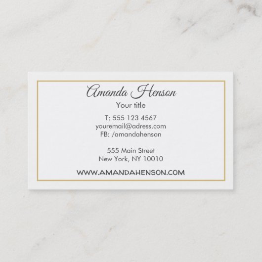 Stijlvol Elegant Faux Gold Glitter Black Visitekaartje (Achterkant)