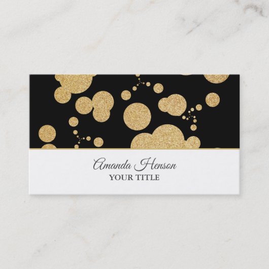 Stijlvol Elegant Faux Gold Glitter Black Visitekaartje (Voorkant)