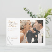 Stijlvol elegant fotohuwelijk sparen de datum kaart (Staand voorkant)