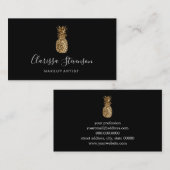 Stijlvol elegant goudanananasje make-up kunstenaar visitekaartje (Voorkant / Achterkant)