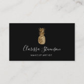 Stijlvol elegant goudanananasje make-up kunstenaar visitekaartje (Voorkant)