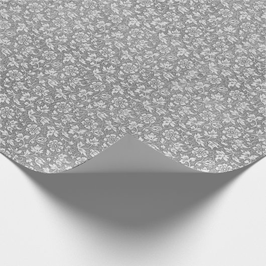 Stijlvol Elegant  grijs bloemmotief Cadeaupapier (Hoek)